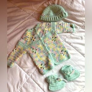 Hand Crafted Crochet Rainbow Baby Outfit 0-6 Months Unisex